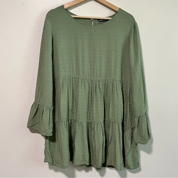 SHEIN Green Swiss Dot Babydoll Dress - Medium - Picture 2 of 8